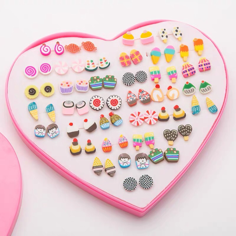 Children's earrings polymer clay ear needle plastic needle imitation allergic