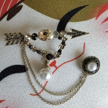 Fashion bow chain brooch women men's suit coat accessories