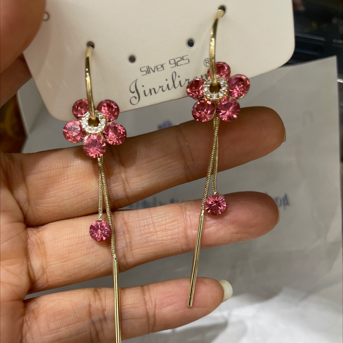Today beauty Korean version earrings flower pink series products