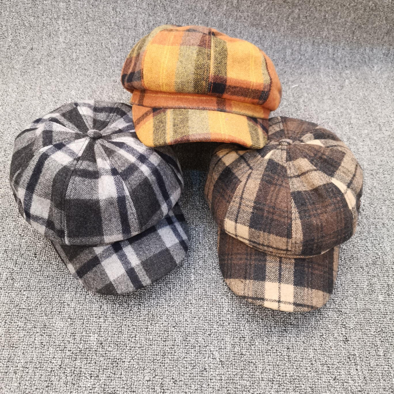 Wool Plaid Octagon Hat