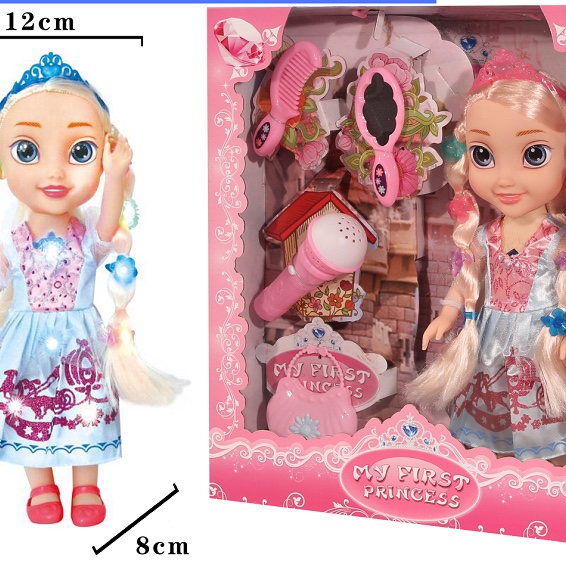 Vinyl doll girl toy Princess series with lights and music mixed set 09804b-2
