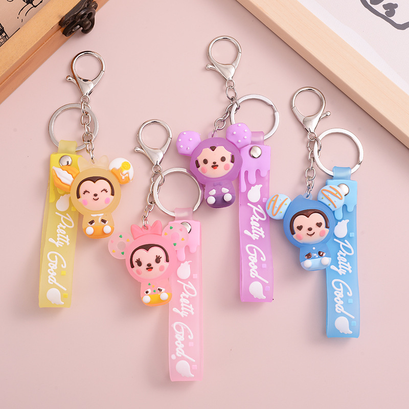 创意卡通软胶钥匙扣挂件 时尚个性男女情侣小礼品汽车包包配饰