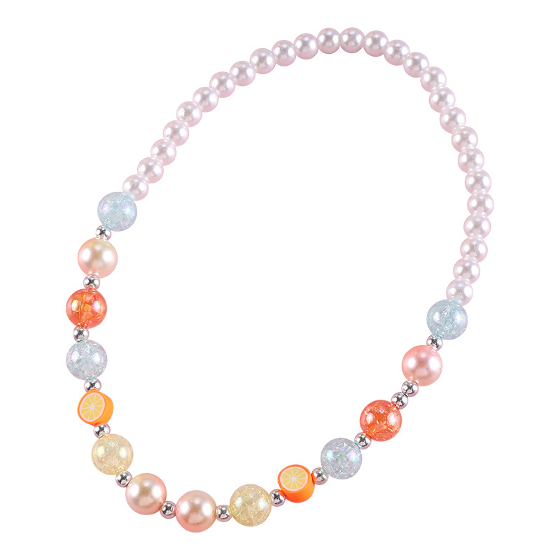 Fruit polymer clay bracelet children's necklace set acrylic burst beads + imitation pearl children's beads can be customized