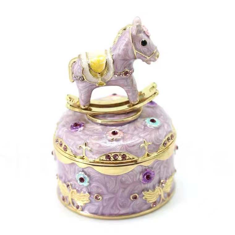 Alloy animal jewelry box, small wooden horse round box manufacturer direct sales, Amazon e-commerce supplier Specification image