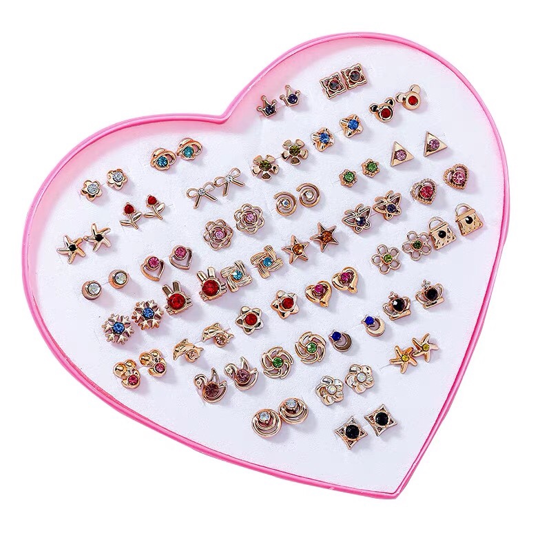 Children's Drops 36 pairs of Stud mix Creative stud earrings for girls