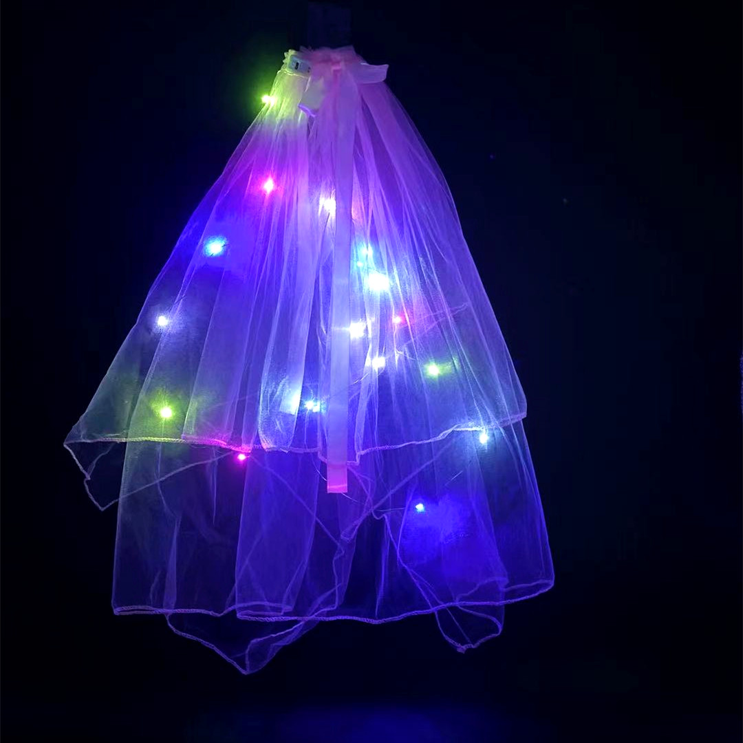 新品发光网红头纱发光发箍发带女绑发温柔珍珠带头饰夜市地摊批发详情图9