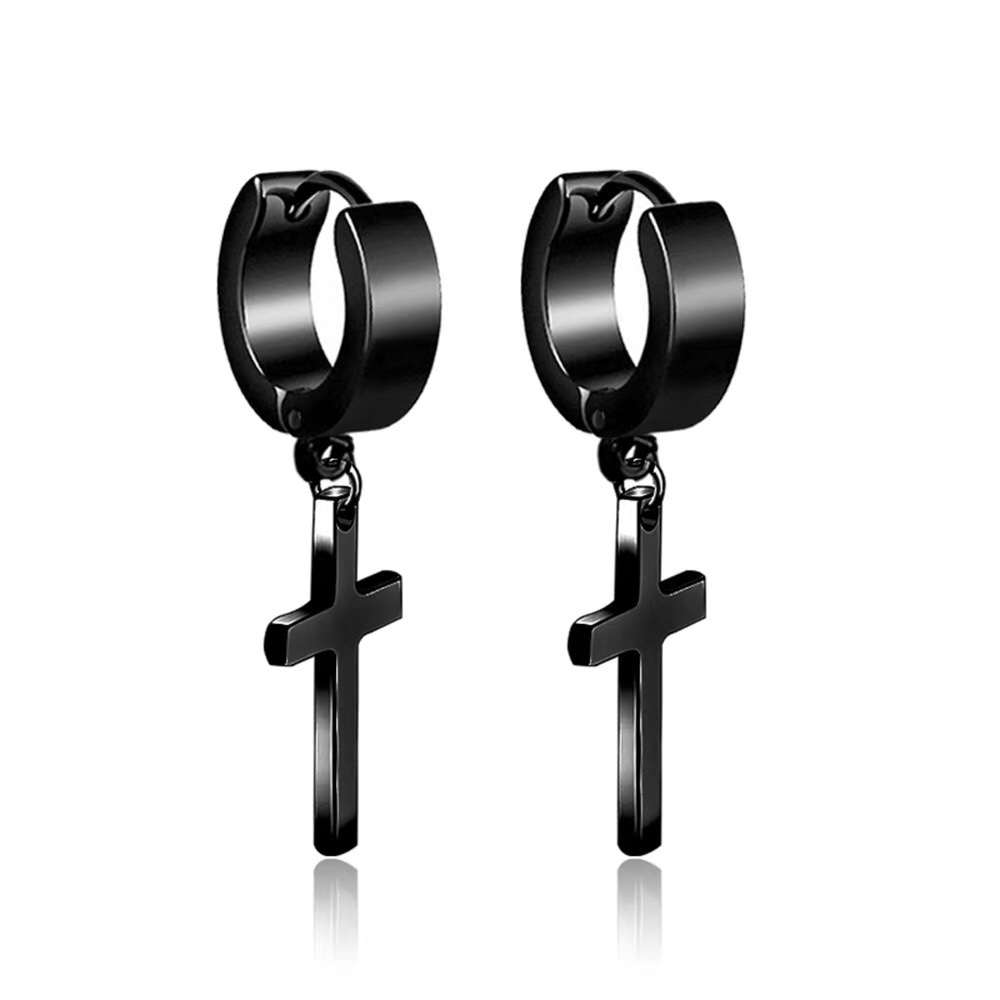 High-quality, non-allergenic cross ear buckles, fashionable titanium steel ear studs, stainless steel cross earrings