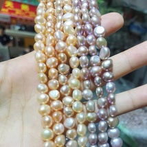 两面光7-8mm异形巴洛克珍珠项链 天然淡水散珠材料 diy手工真珠