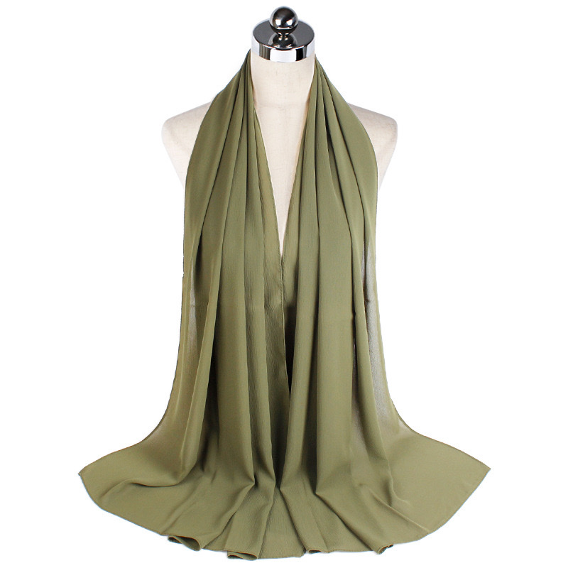 High-quality pearl chiffon scarves, solid-color long gauze scarves, solid-color shawls and headscarves for foreign trade bestsellers detail image 1