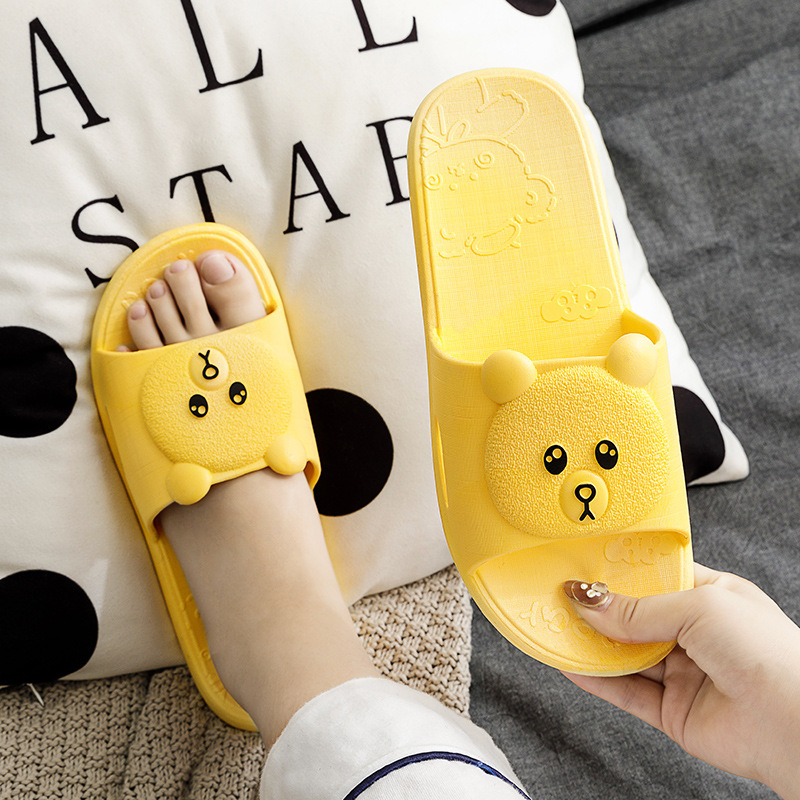 2021 new slippers female cartoon wear-resistant bathroom anti-slip lovers indoor soft bottom home with bath drag woman