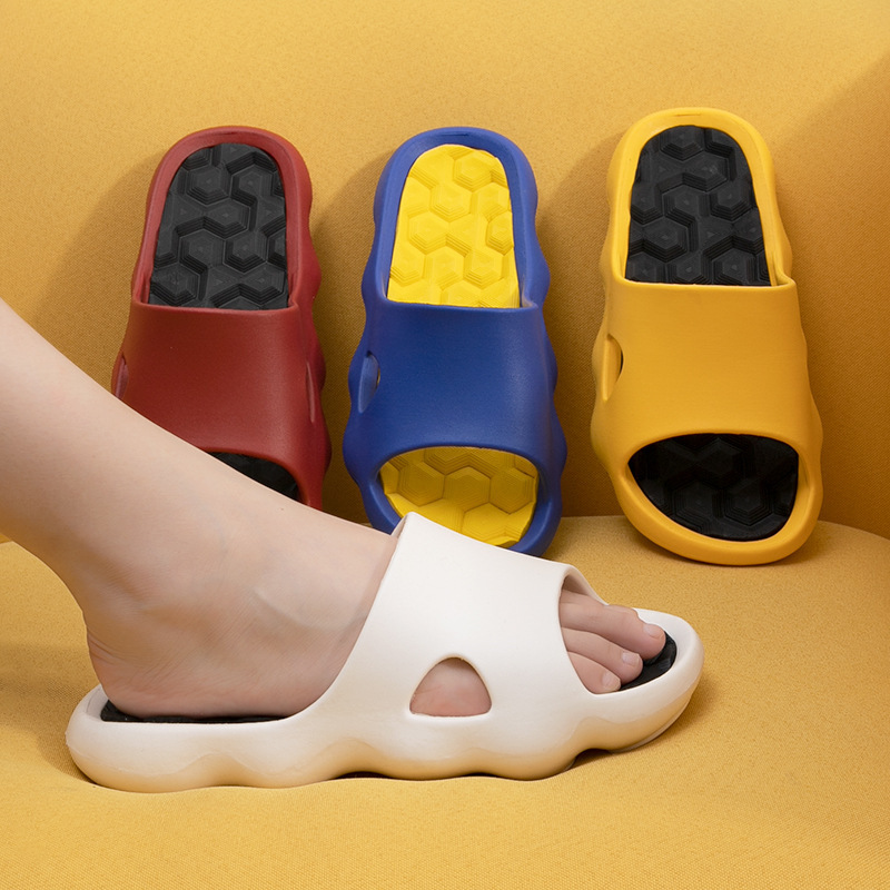 Sports air cushion slippers men's summer seaside wearing hollow slippers creative wavy bottom slippers women factory wholesale