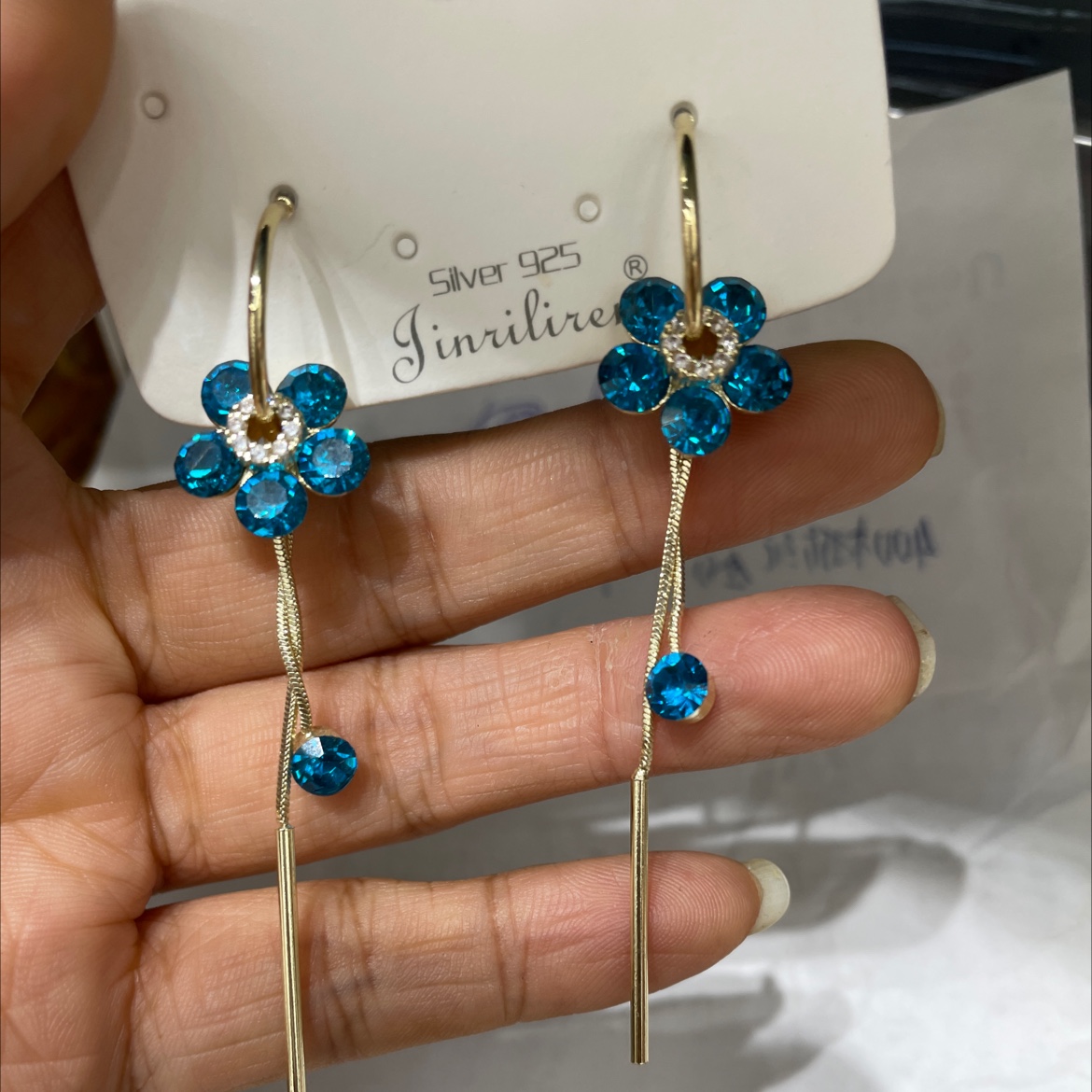 Today Beauty Korean version earrings crystal blue series products