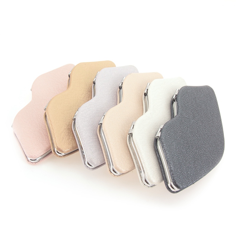 嘴唇型pu豹纹化妆镜金属双面随身携带迷你小镜子