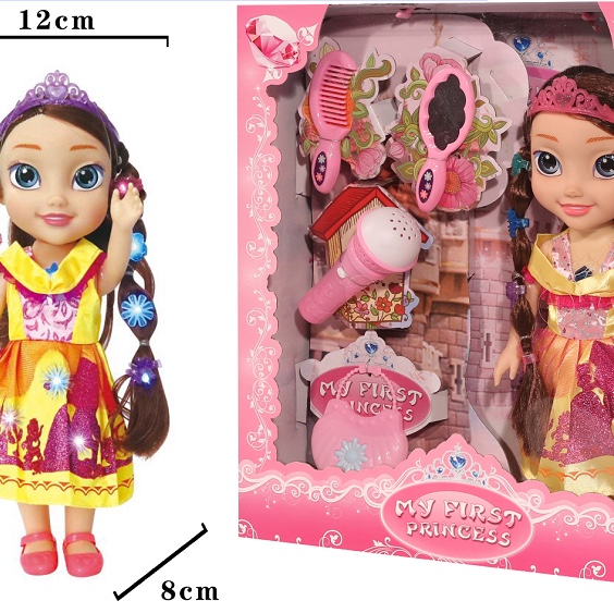 Vinyl doll girl toy Princess series with lights and music, multiple mixed sets 09802b-2