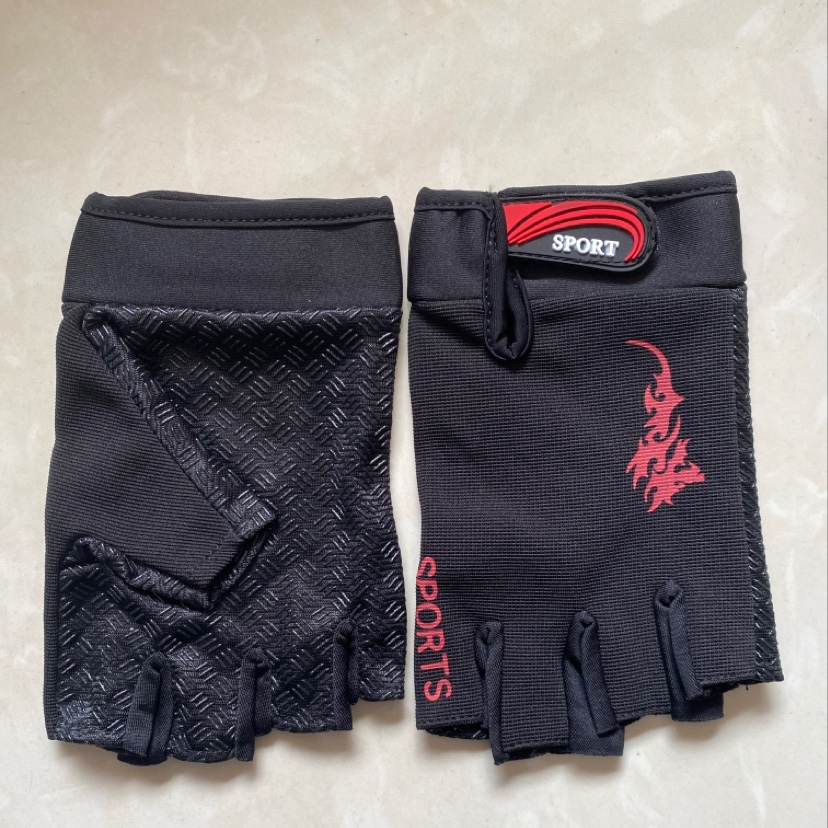 Half-finger printed fabric stair gloves