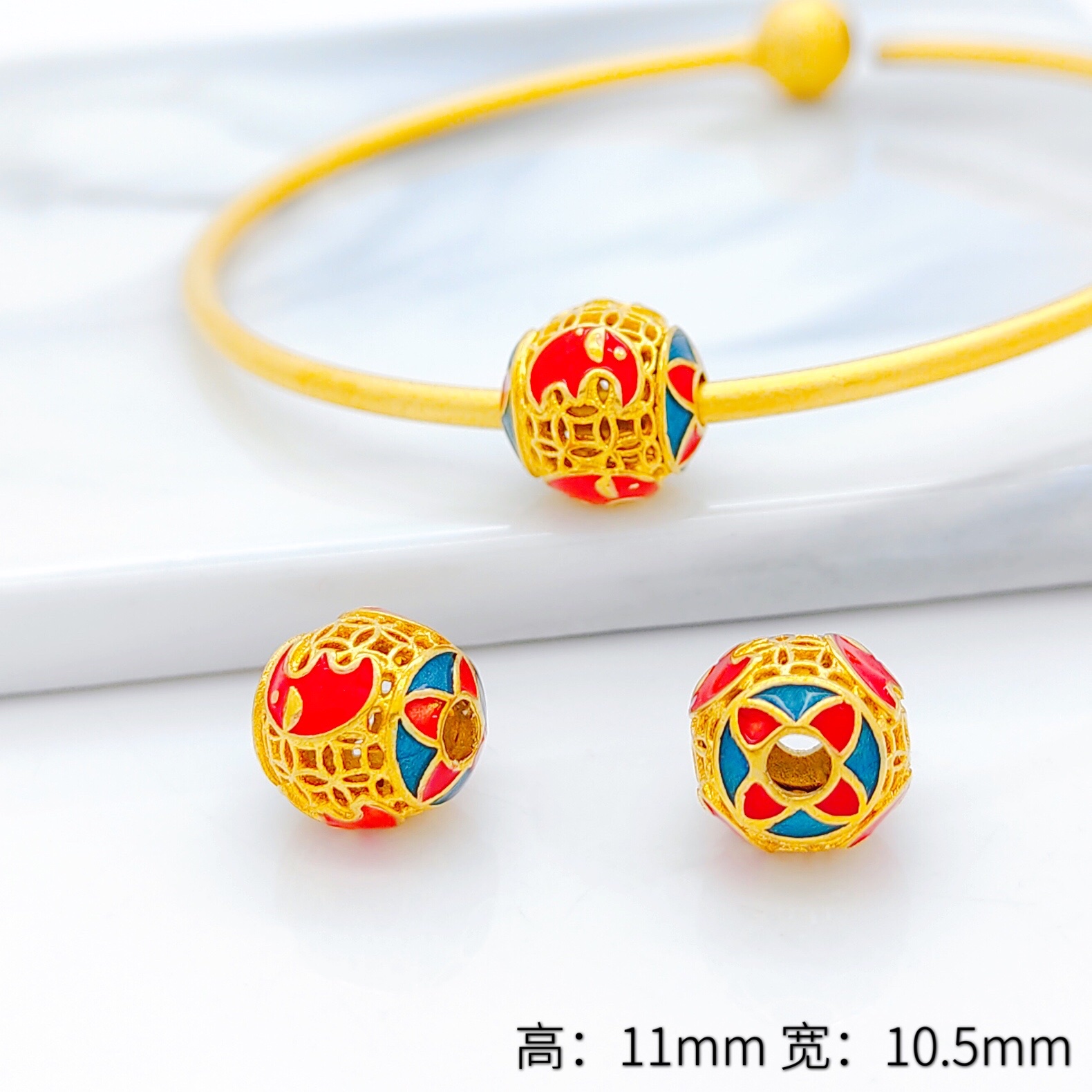 镂空烤蓝配件，古法系列白底实物图