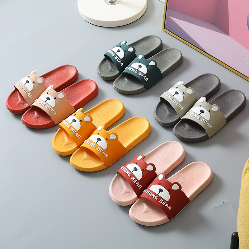 Slipper Women 2021 Summer cartoon Bear home indoor silent men's slipper couples wear sandals outside