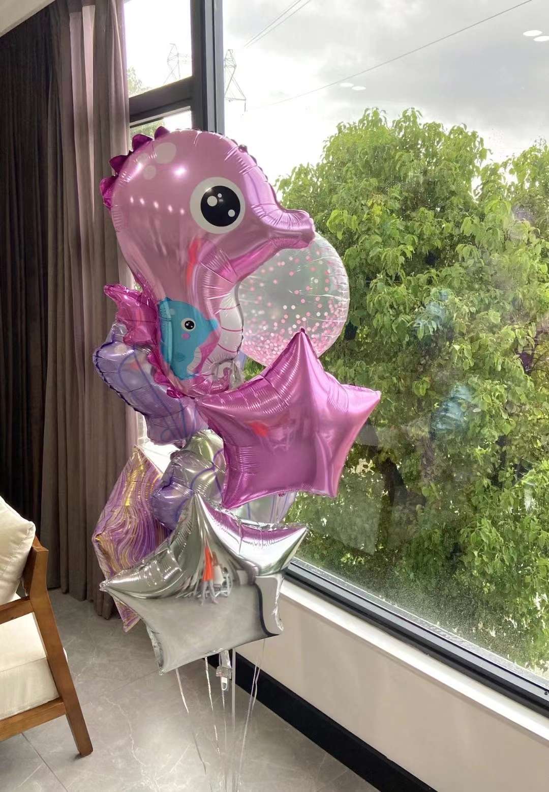 Marine animal octopus balloon set party aluminum film balloon blue detail image 3