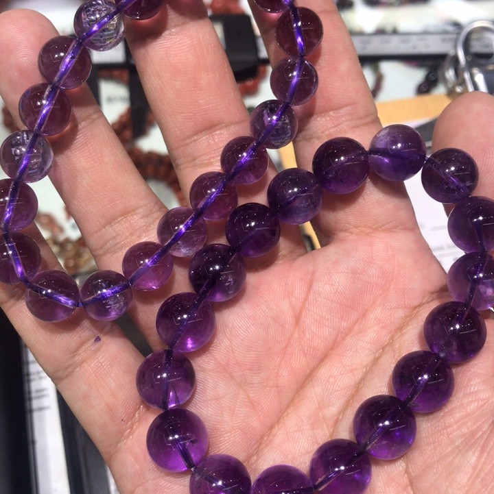 １５年老店白玉晶珠宝紫水晶手串8mm直径