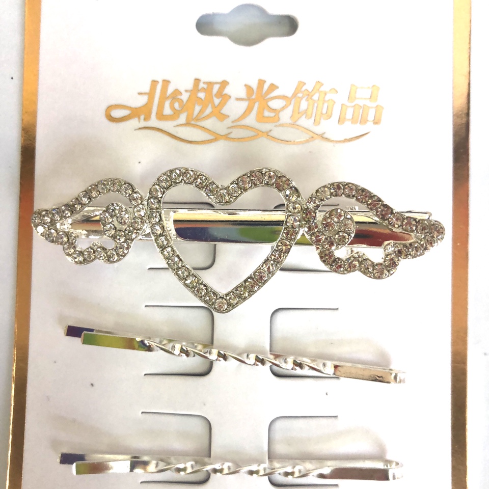 Korean version white diamond duckbill clip, 50 large bangs hair clip, hair accessory, water diamond coil, hair clip, top clip, side clip, broken hair clip and hairpin set, three large pearls