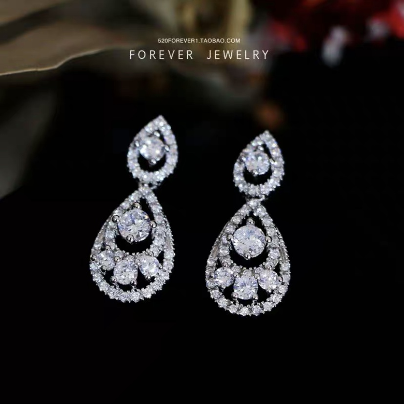 Earrings 088 Zircon water drop