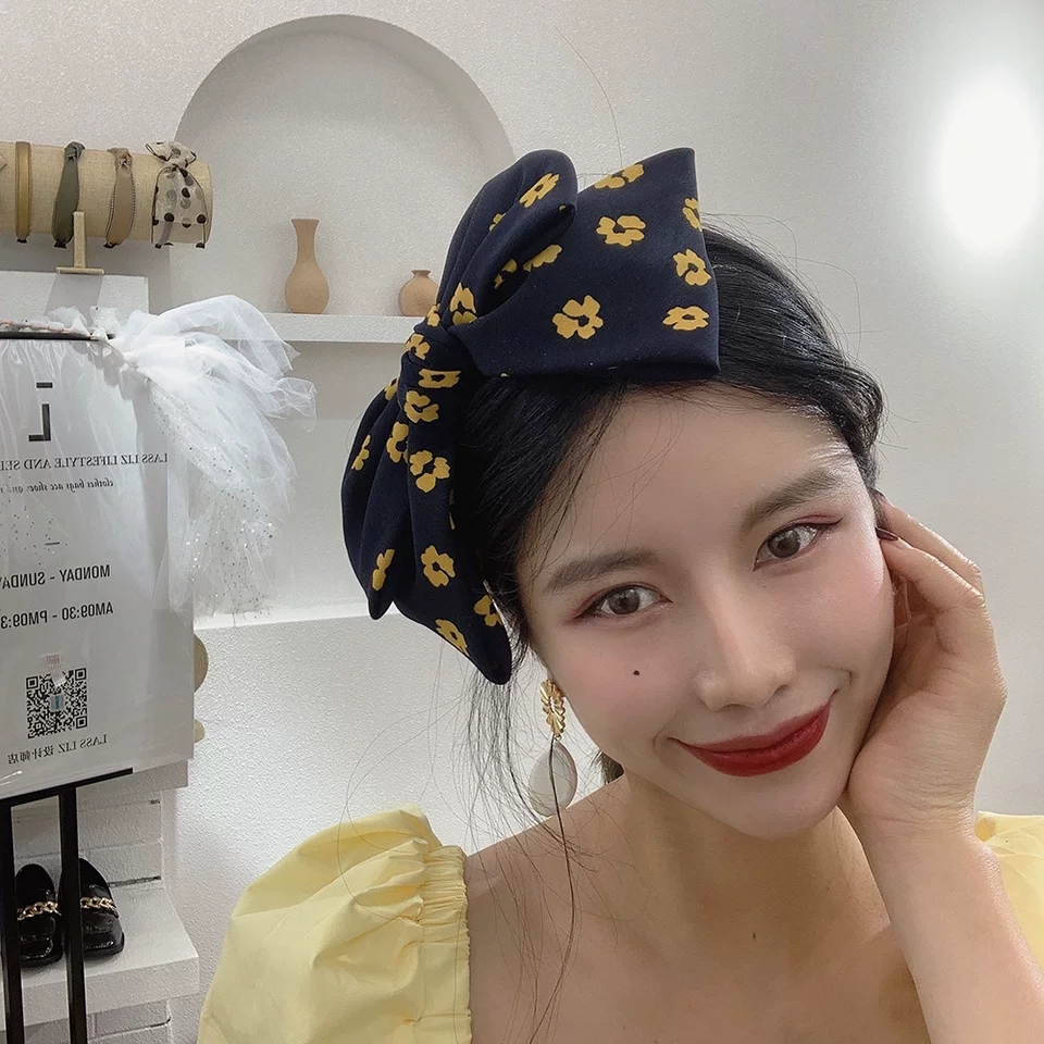 格子蝴蝶结发箍复古蕾丝珍珠发箍洗脸压发发箍...头饰女图