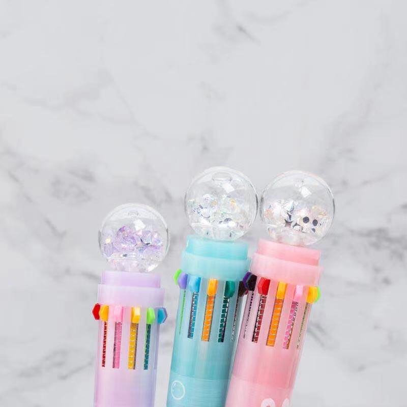 Colorful ballpoint pens and cute twelve-color crystal balls