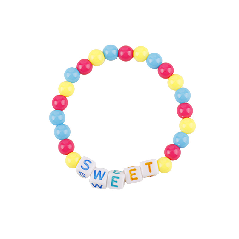 Colorful letter bead children's necklace bracelet set, acrylic bead children's jewelry manufacturer's supply can be customized Specification image