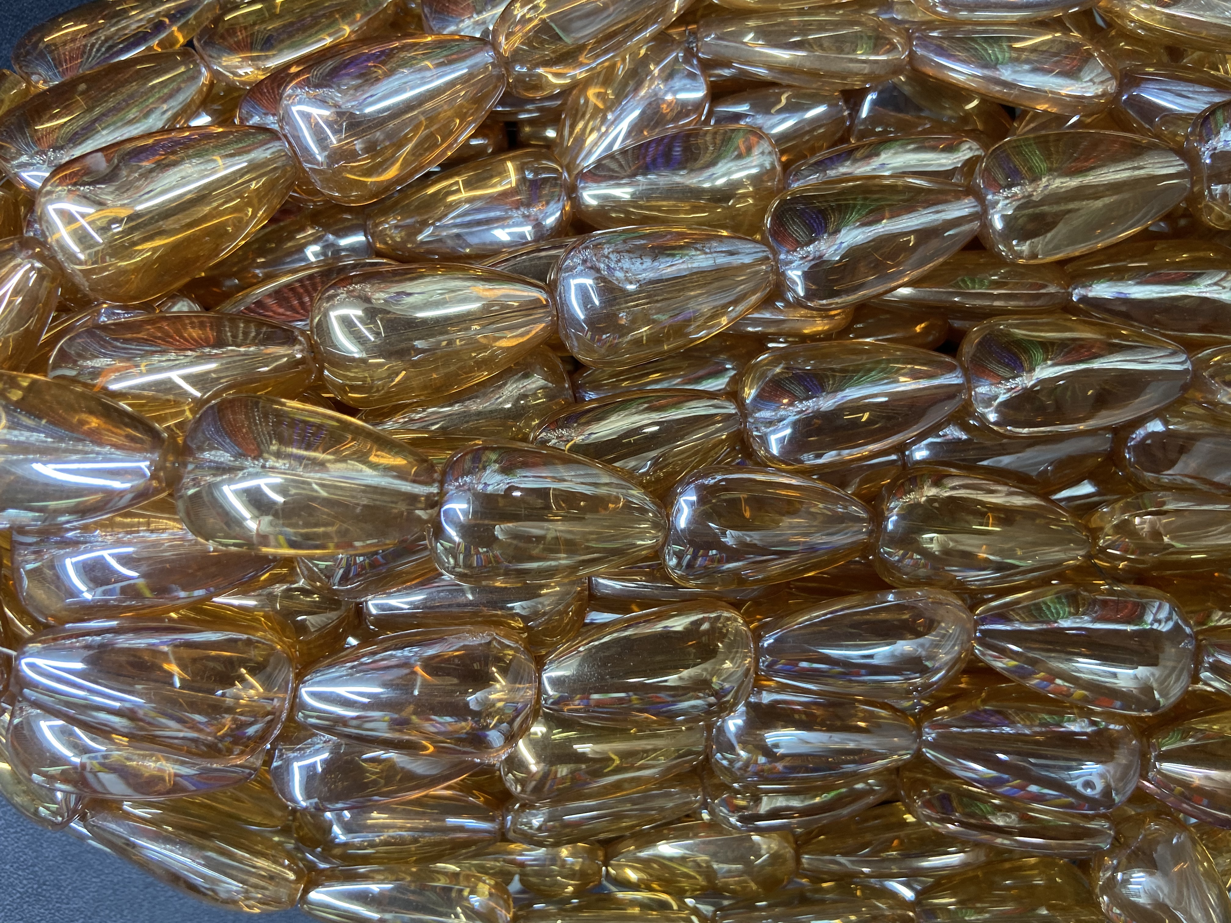 新款水晶玻璃饰品配件手工制作大水滴电镀琥珀金香槟细节图