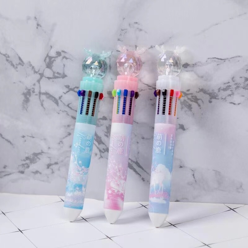 The multi-color ballpoint pen is cute with a ten-color adorable deer