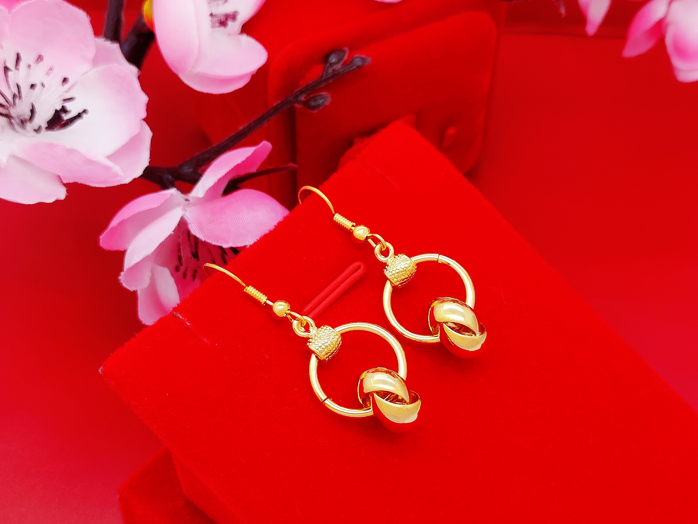 环环相扣真金耳环，欢迎新老顾客选购细节图