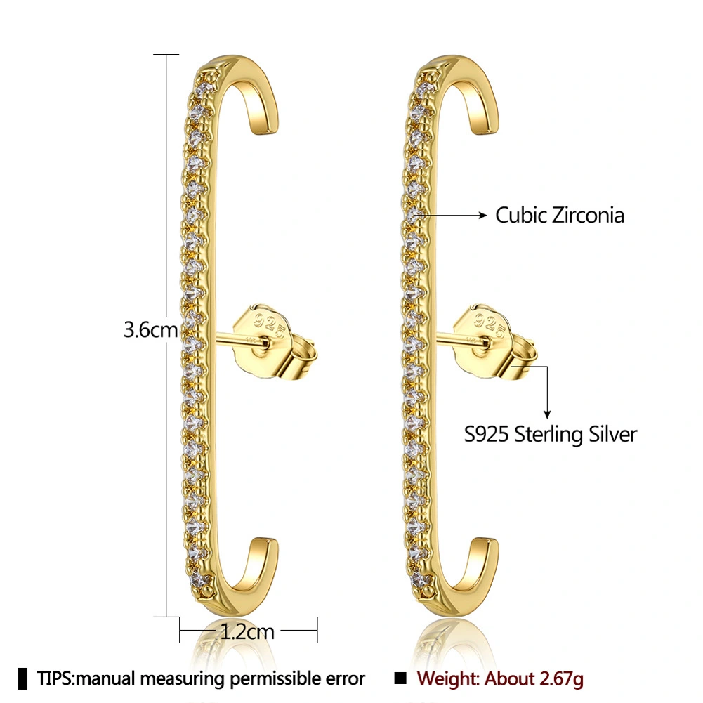 New stud earrings for women, European and American fashion, single-row crystal zircon earrings, geometric earrings, cross-border accessories AKE262 detail image 7