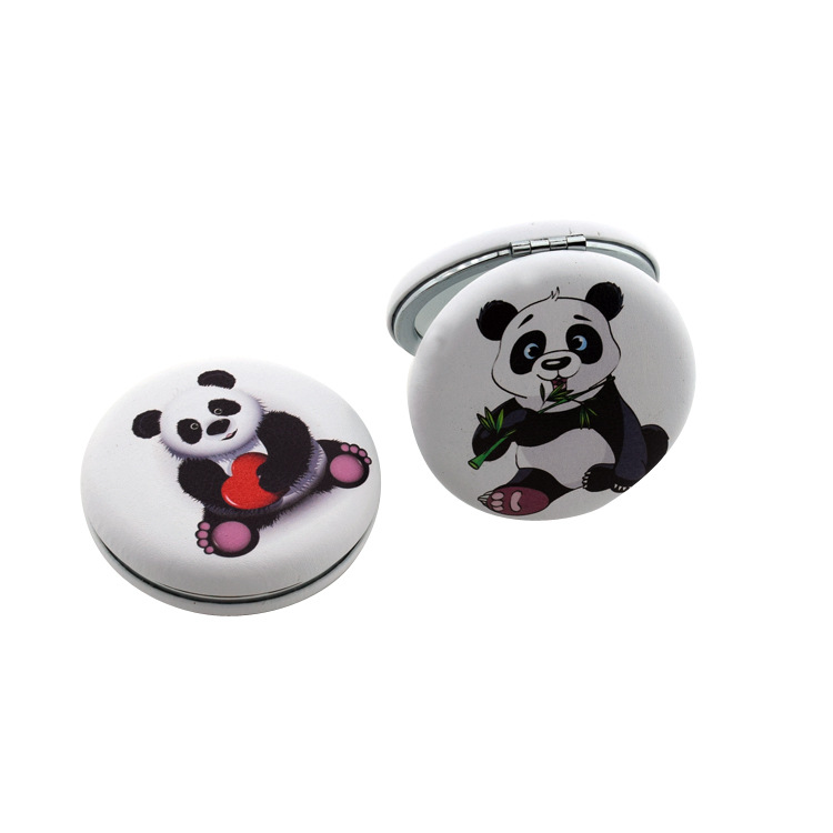 可爱熊猫双面印花折叠便携化妆镜详情图1