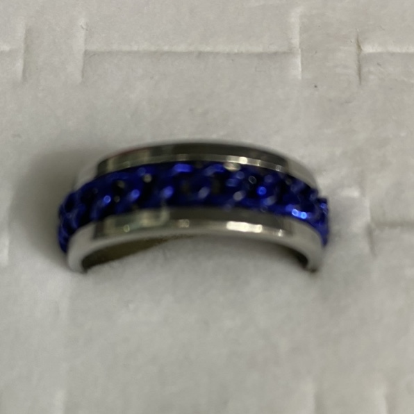Douyin the same revolving stainless steel white low blue chain ring can open the beer bottle cap divine unisex ring