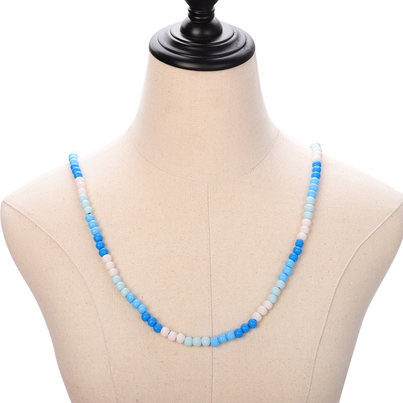 木珠链 街舞链子彩色圆木珠项链 饰品批发零售跨境电商白底实物图