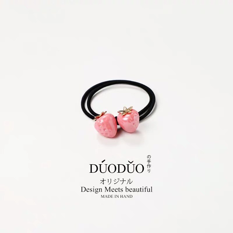 Two strawberry head rope female net red ins girl heart hair tie hair band hair band Korean version lovely Sen system thumbnail