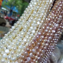 两面光6-7mm异形巴洛克珍珠项链 天然淡水散珠材料 diy手工真珠