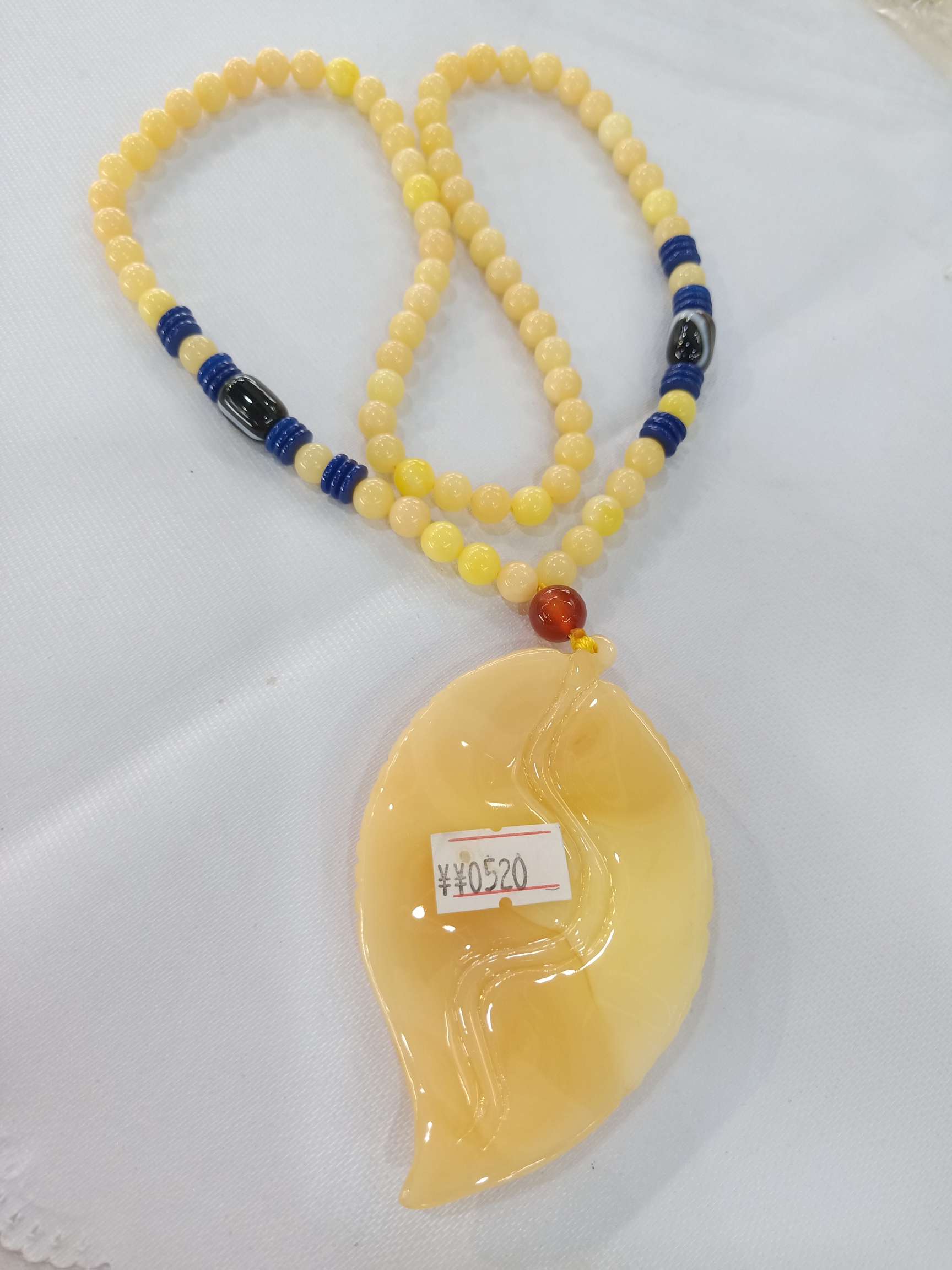 树叶型个性蜜蜡毛衣链详情图4