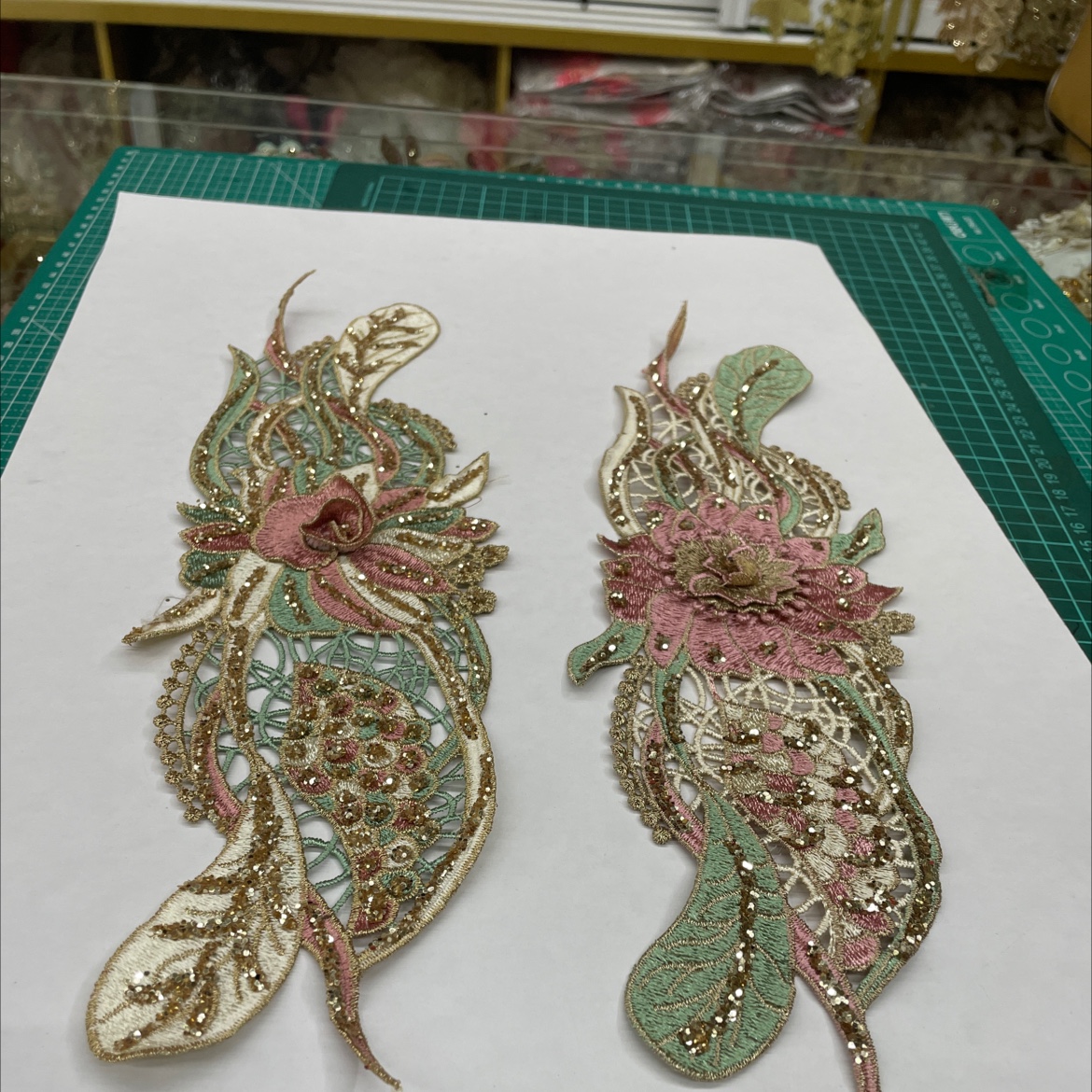 Four Color Mix And Match Floral Water Soluble Embroidery Floral Specification drawing