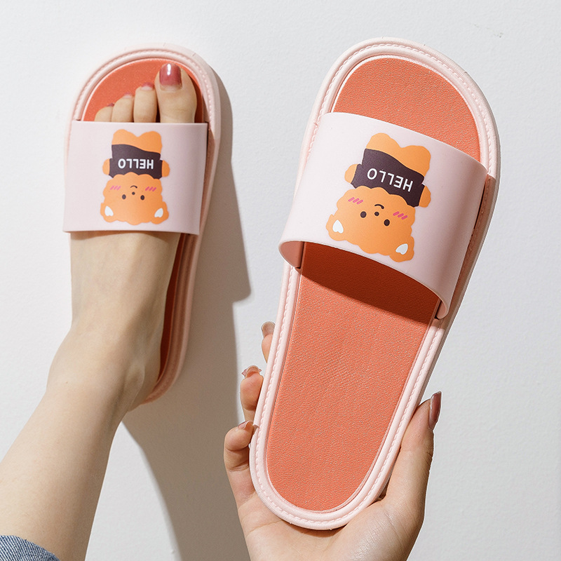 2021 slippers female summer home non-slip ins hipster home network red bathroom thick bottom to wear couple slippers men