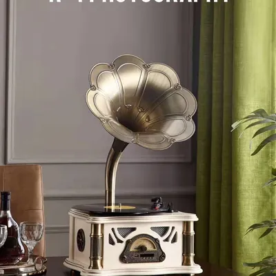 Retro Gramophone Mini Retro Decoration European Classical Record Player Old Record Player Creative Bluetooth Small Speaker 15 Xinyi Process