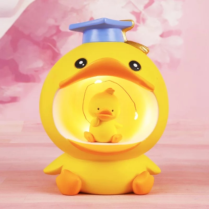 地摊新款独角兽星星灯看书小夜灯少女心ins风礼品摆件树脂工艺品led铜丝灯小黄鸭白底实物图