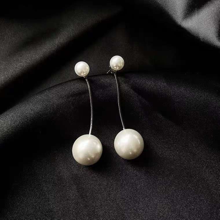 小众设计感珍珠豆豆极简耳钉2021年新款潮气质简约女小巧耳环耳饰产品图