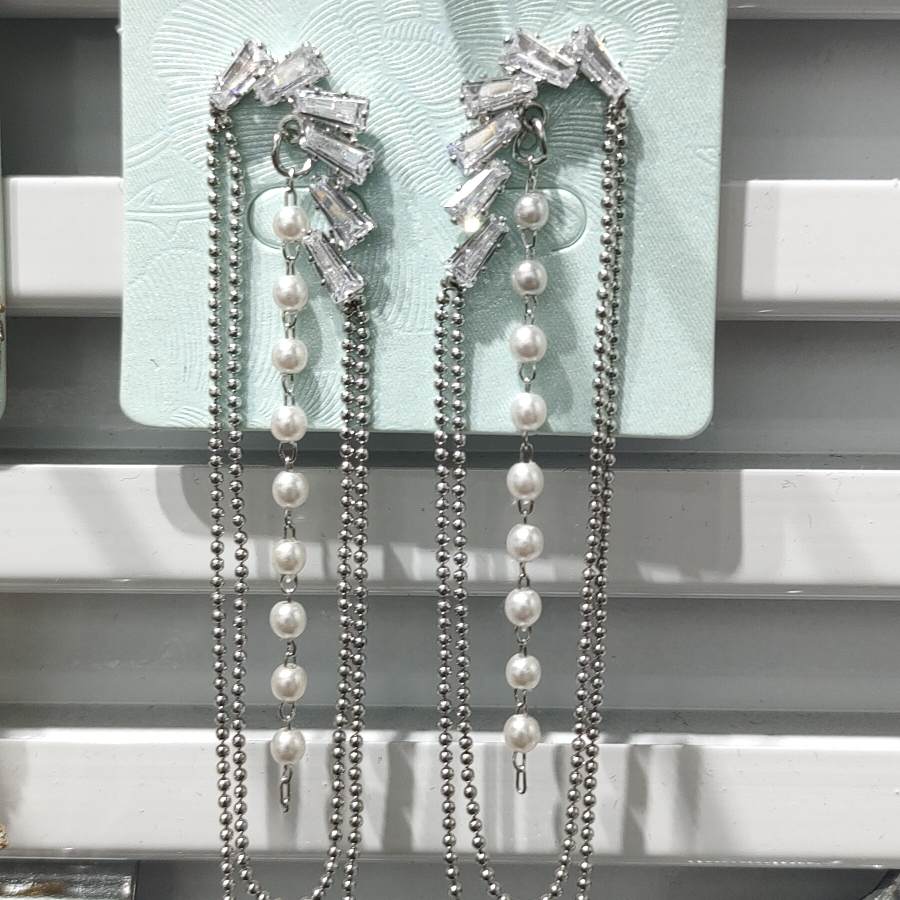 Earrings Korean jewelry mix and match zircon Korean long chain earrings Billon-39
