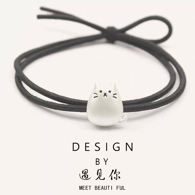 Leather band bracelet dual use Korean version of simple head string leather band female kitten couple hairband bracelet dual use to send boyfriend