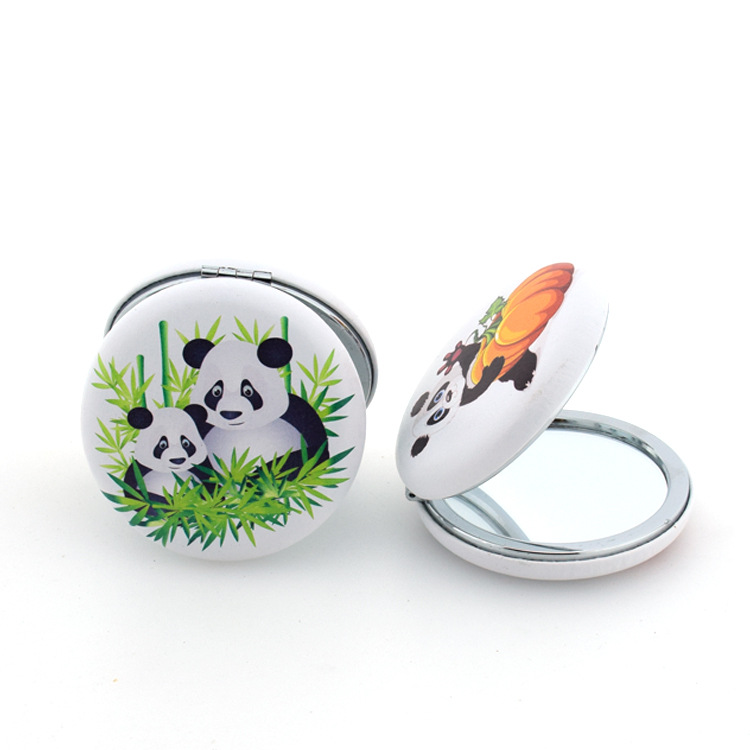 可爱熊猫双面印花折叠便携化妆镜