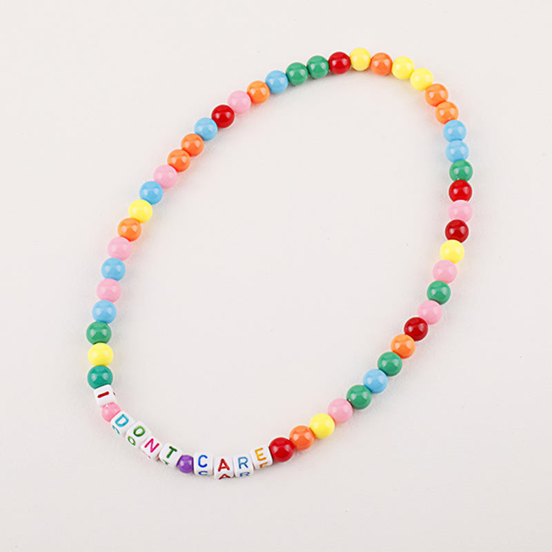 Colorful letter bead children's necklace bracelet set, acrylic bead children's jewelry manufacturer's supply can be customized details Picture