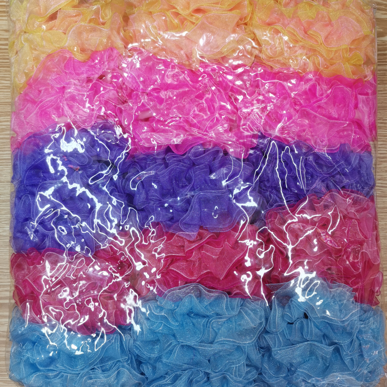 Hot-selling double-layer gauze rubber band, 100 colorful Wenying accessories