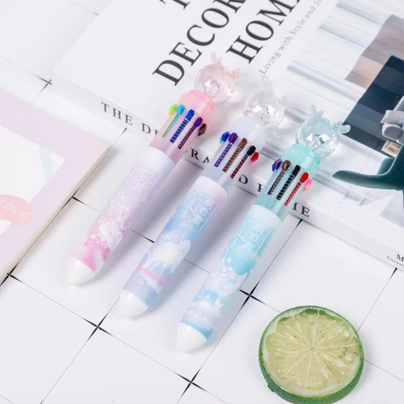 Ten cute multi-color ballpoint pens