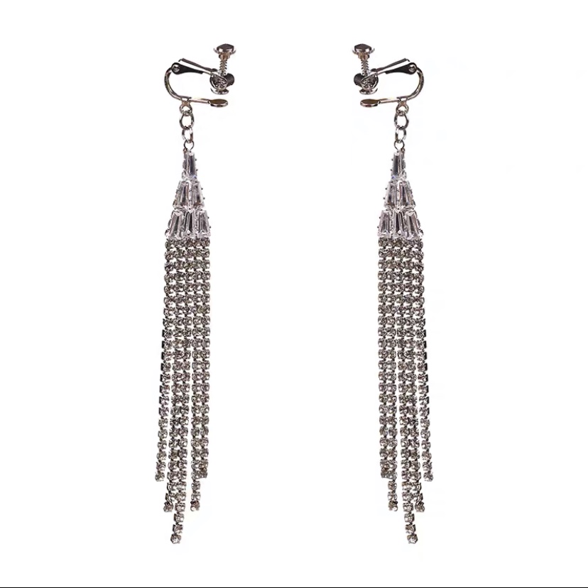 Earring 049 Claw chain zircon long whiskers